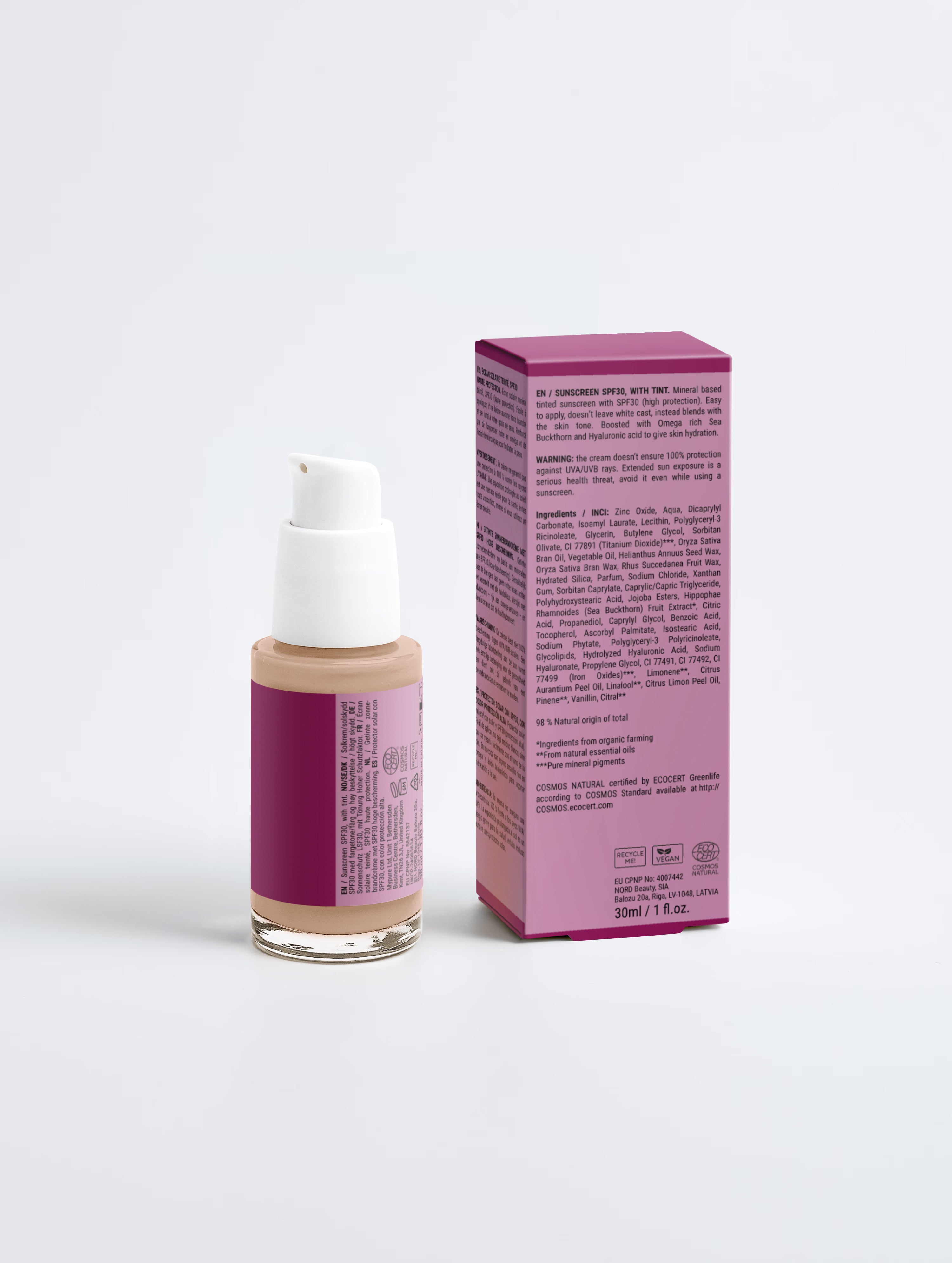 Sunscreen SPF30, with tint